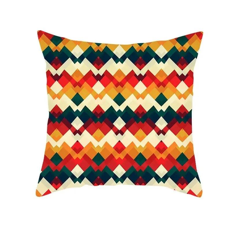 Boho Pillowcase Mystical Abstract Geometric Sofa Pillowcase Ethnic Colorful