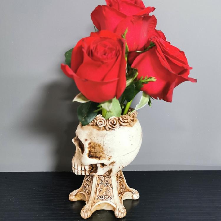 Alloy Skull-shape Resin Storage Jar Household Storage Porch Key Storage Cup