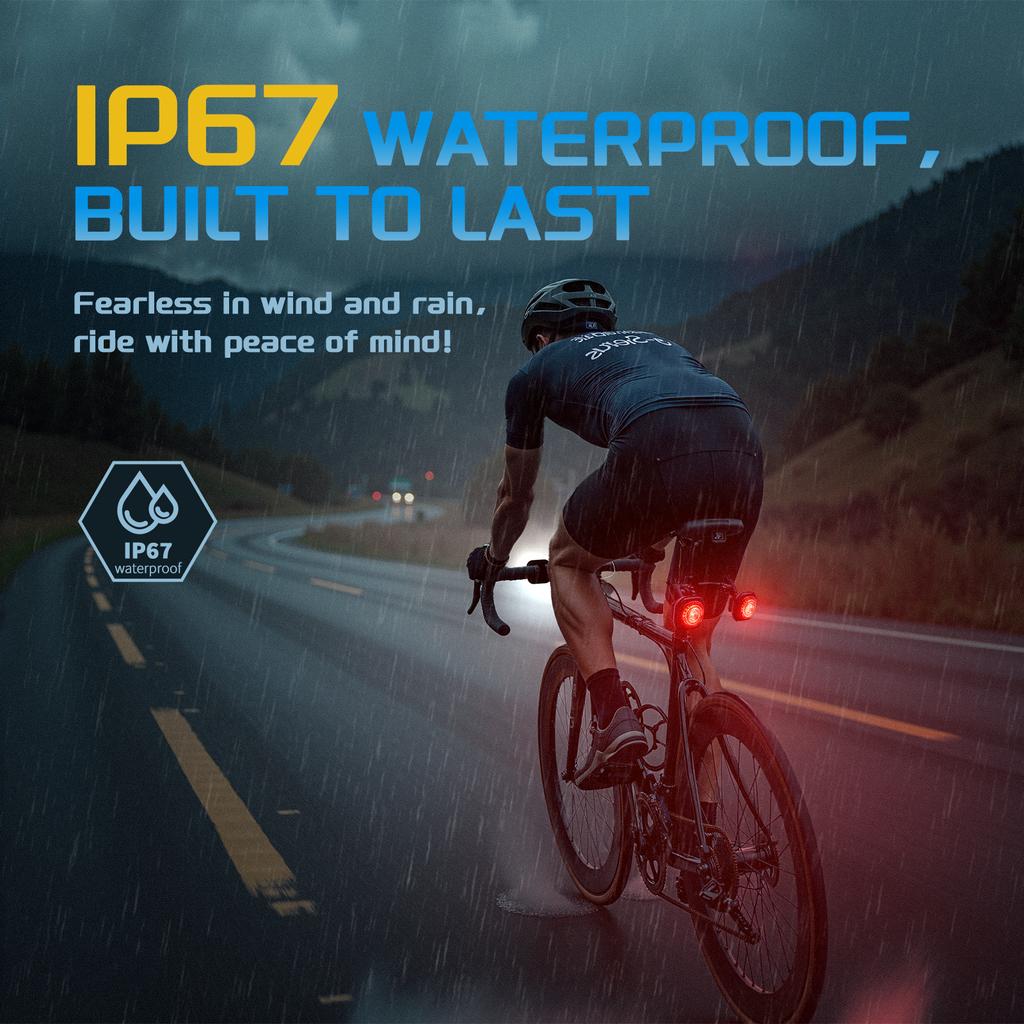 Portable Smart LED Cycling Taillight with Rear Bike Lights and Brake Signals Battery Operated Night Riding Accessories