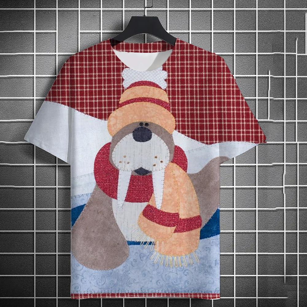 Men's T-Shirt Kids T Shirts 3D Santa Claus Printed Short Sleeve Christmas T-Shirt Trendy Christmas Casual Clothing Tops