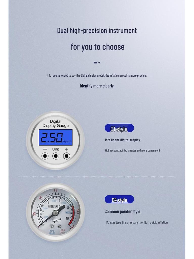 150W Dual Cylinder Car Air Pump - Automatic Stop High-Pressure Inflatable for Tires