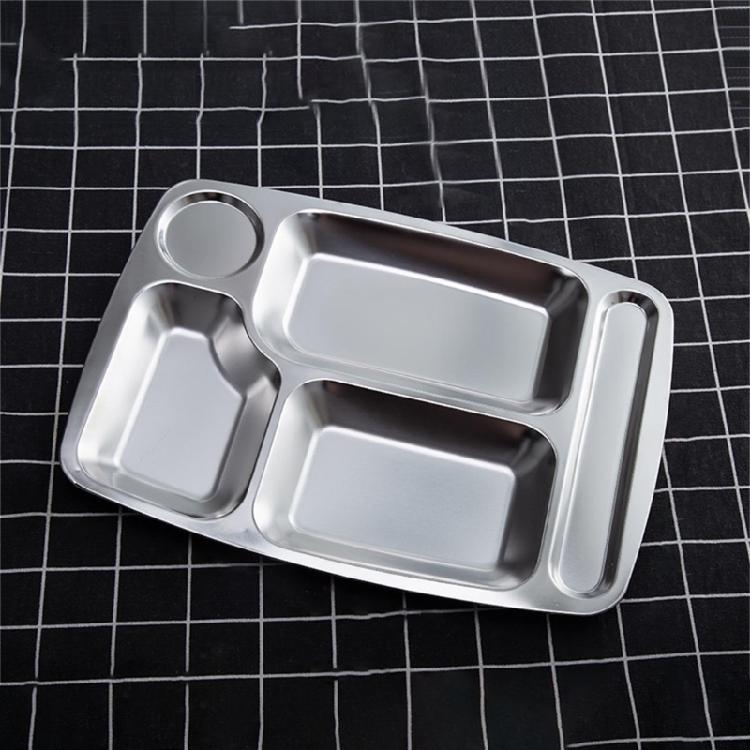 Lightweight 304Stainless Steel Plate Rectangular Divided Plate Dinner Tray