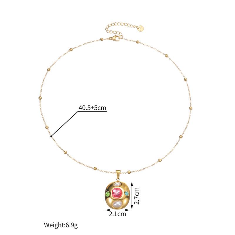 Винтажное французское геометрическое овальное колье с цирконием - Золото 18 карат, придворный стиль, для женщин