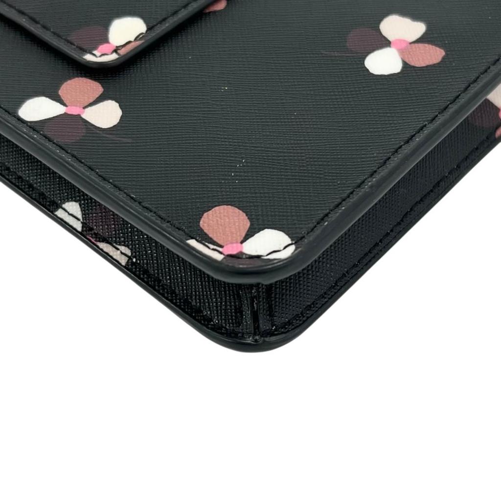 Kate Spade Floral Pattern Dusk Buds Shoulder Bag Leather Black Women Used