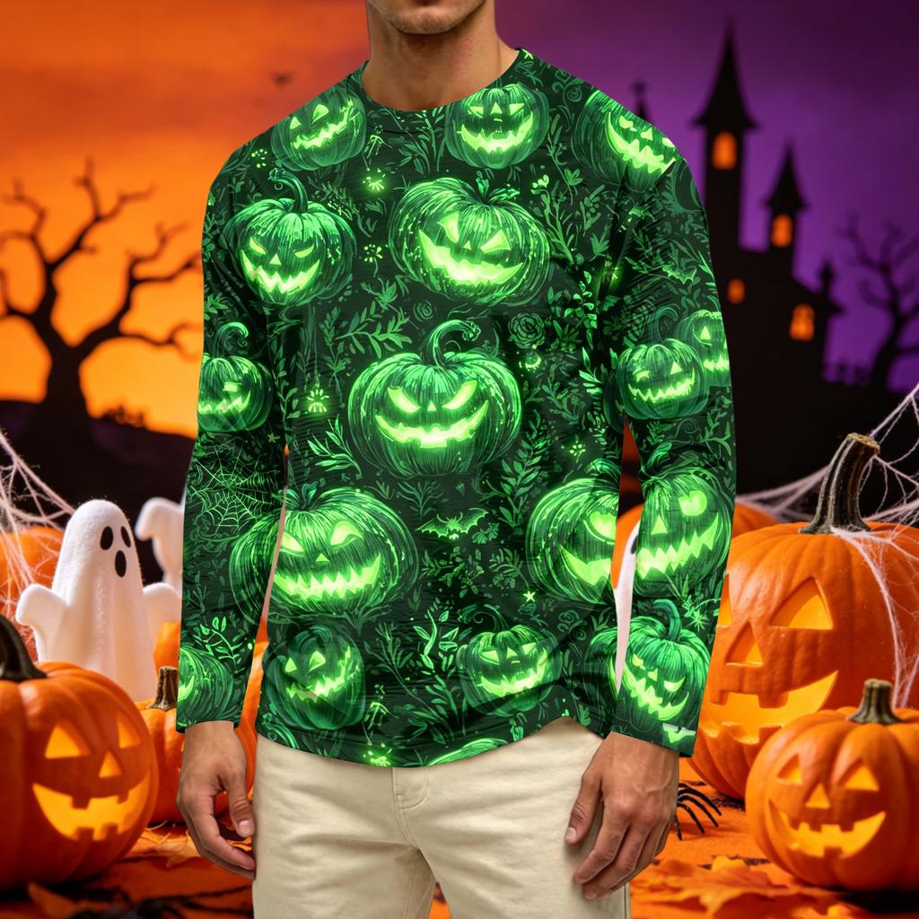 Men's Casual Long Sleeve T Shirt Crew Neck Printed Graphic Tee Top Comfortable Fit Lightweight Fabric Suitable for Everyday Wear