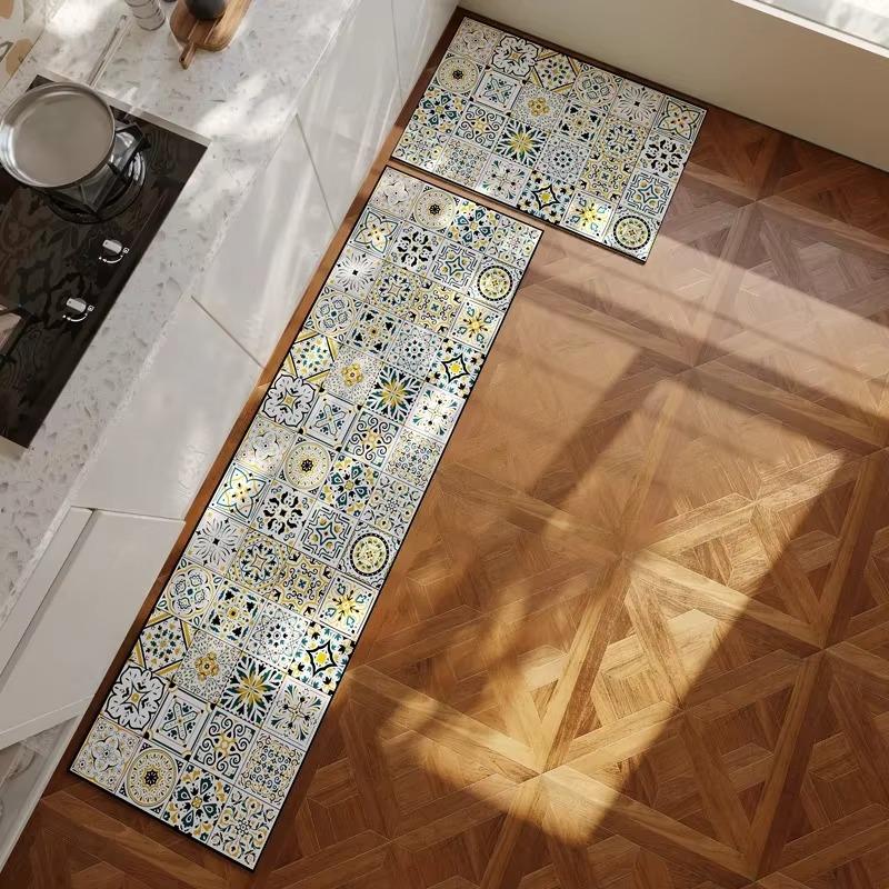 Covoraș de Bucătărie Stil Retro American Anti-alunecare Rezistent la Ulei Covor Piele Pvc Impermeabil Covorașe Speciale pentru Picioare Decor Acasă Covor