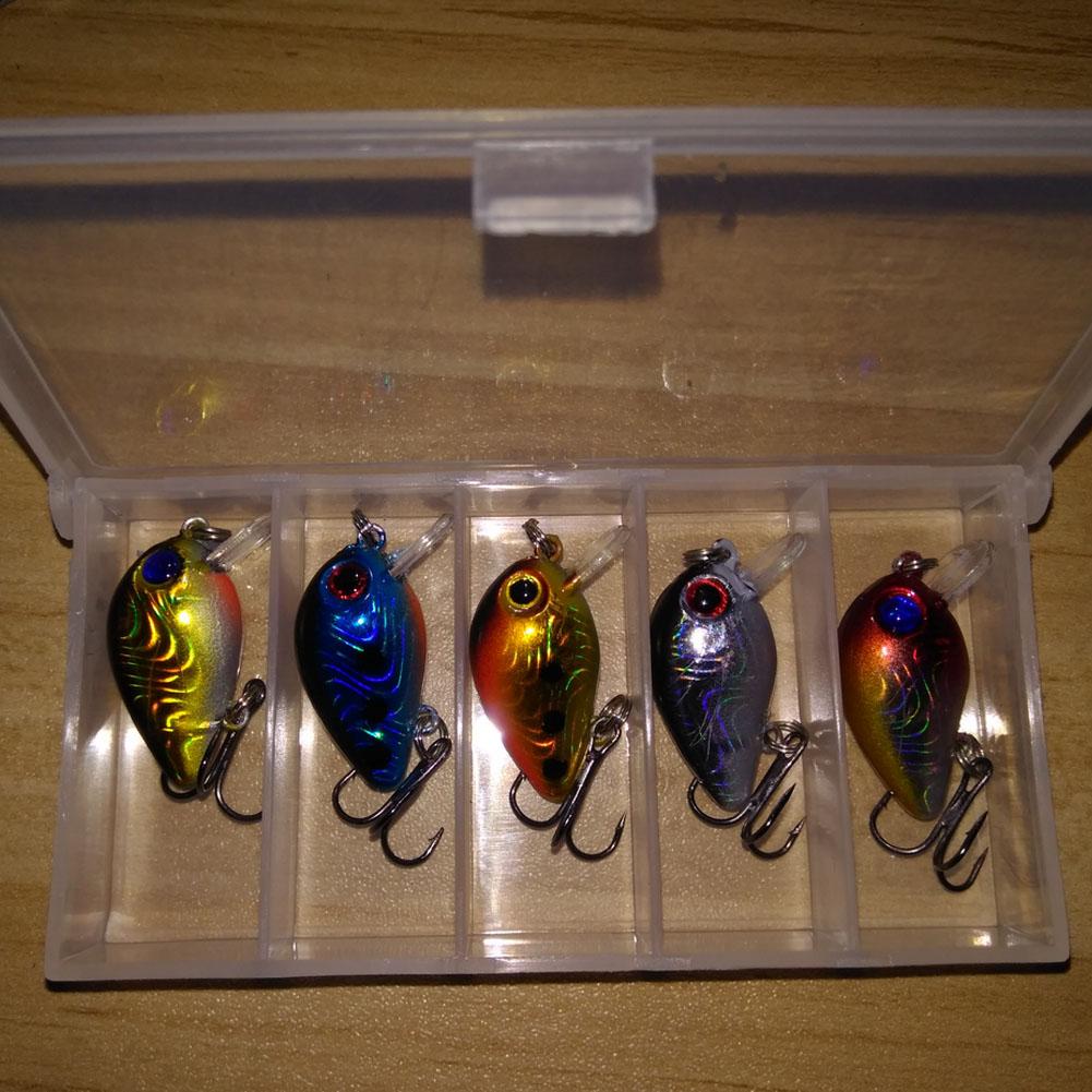 5 pezzi 3 cm Occhi Olografici 3D Mini Esche da Pesca Galleggianti Micro Esca per Bass Crankbait Amo Triplo
