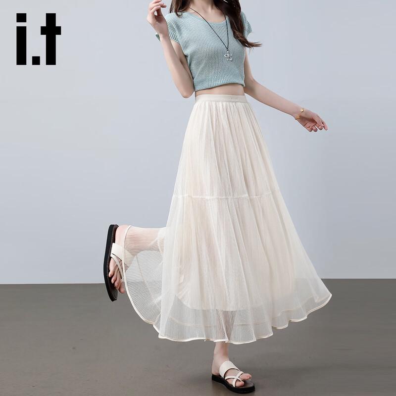 Izzue It Women s High-Waist A-Line Mesh Midi Skirt XL