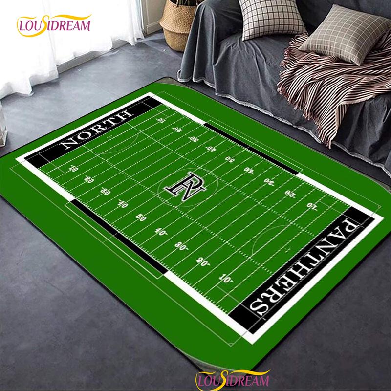 Personalisierter American Football Court Teppich, Teppich für Wohnzimmer Schlafzimmer Dekoration, Kinder Küche Badezimmer Rutschfeste Bodenmatte Alfombra