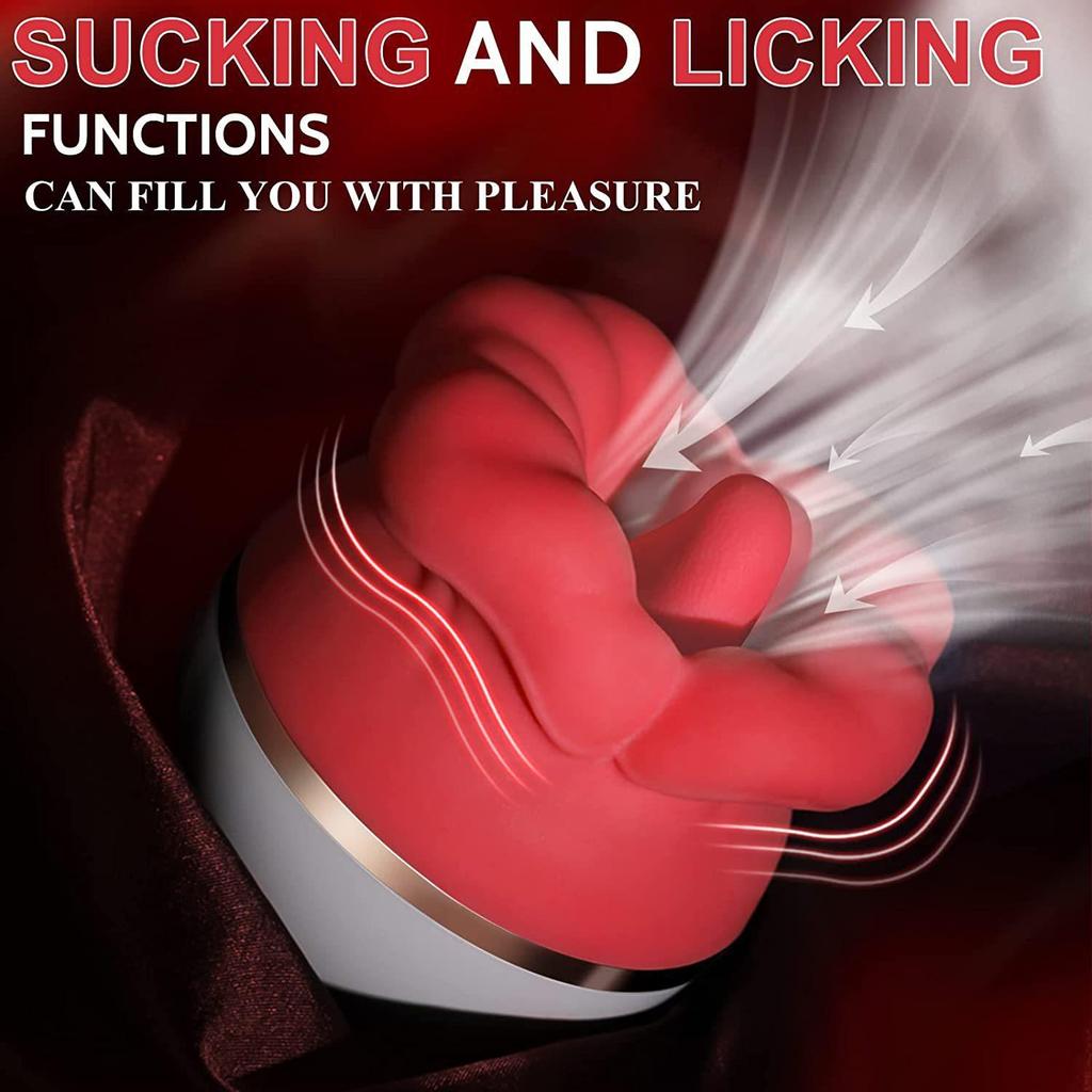 Rose Toy Sucking Tongue Licking Vibrator Female Clitoris Stimulator Mouth Biting Nipple Orgasm Sex Toys for Women Adult Couple