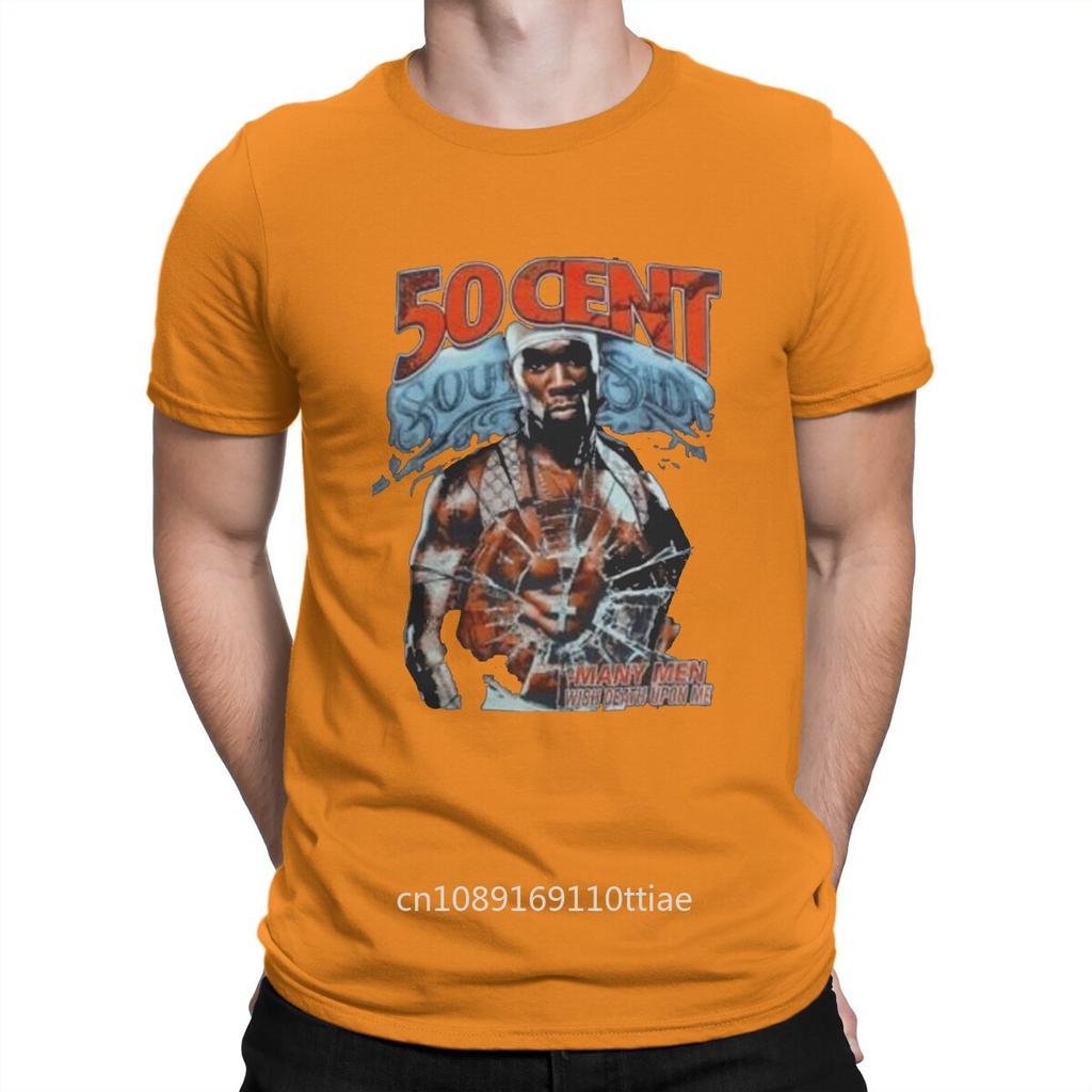Men Popular American Rap Singer T Shirt 50 Cent Pure Cotton Tops Funny Short Sleeve Crew Neck Tee Shirt Gift Idea T-Shirts