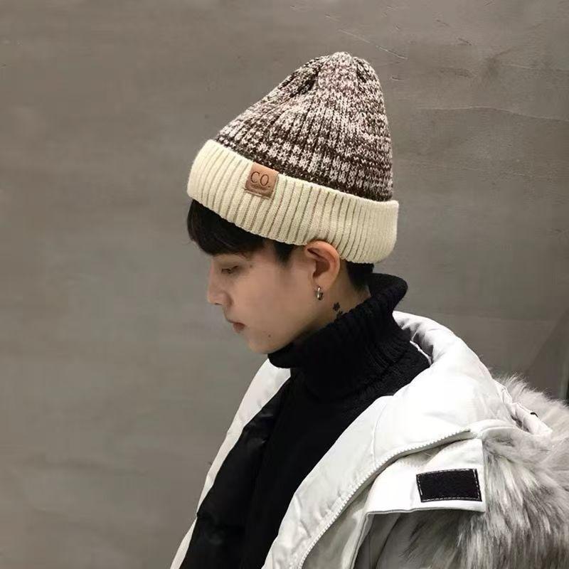 Hat men's winter knitted wool hat thickened damp velvet warm windproof green winter men's cold cotton hat