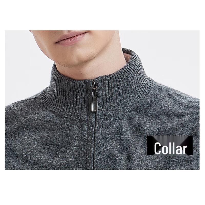 Hengyuanxiang Men's Pure Wool Stand-Collar Zipper Vest