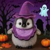 Halloween Penguin Doll 10" Penguin Plush Doll Toy with Knitted Witch Hat Small Stuffed Animal Desktop Decoration Gifts for Kids Boys Girls
