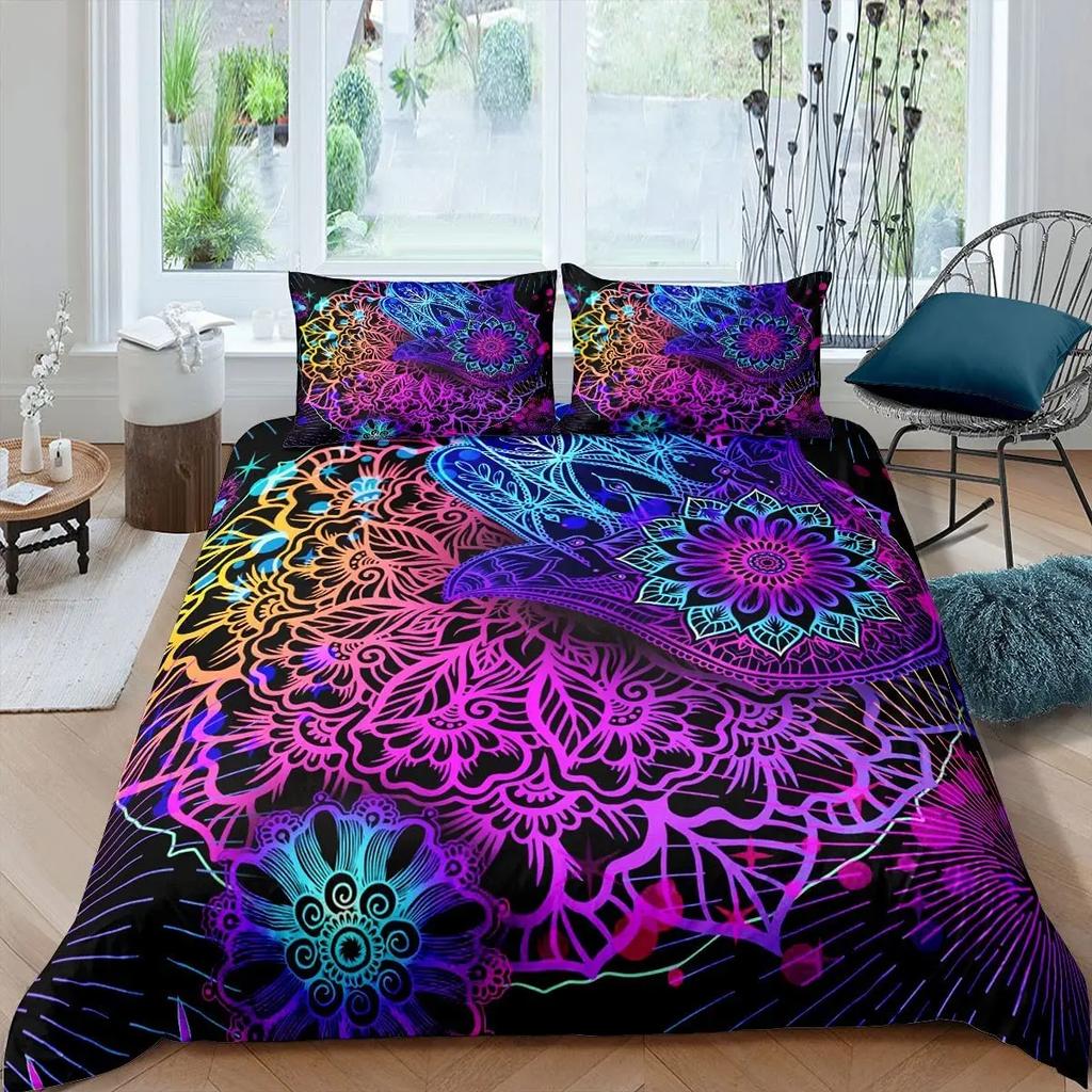 Hamsa Hand Bedding Sets Boho Hamsa Eyes Comforter Cover Exotic Bohemian Duvet Cover Set for Kids Boys Girls Trippy Art Bedspread