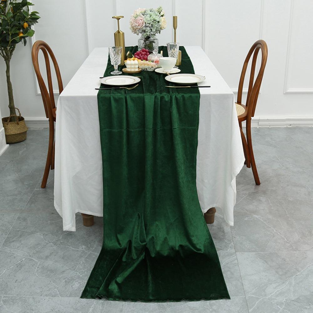 Soft Texture Table Linen Overlay 70x300cm Soft Velvet Fabric Runner  Reception Decorations