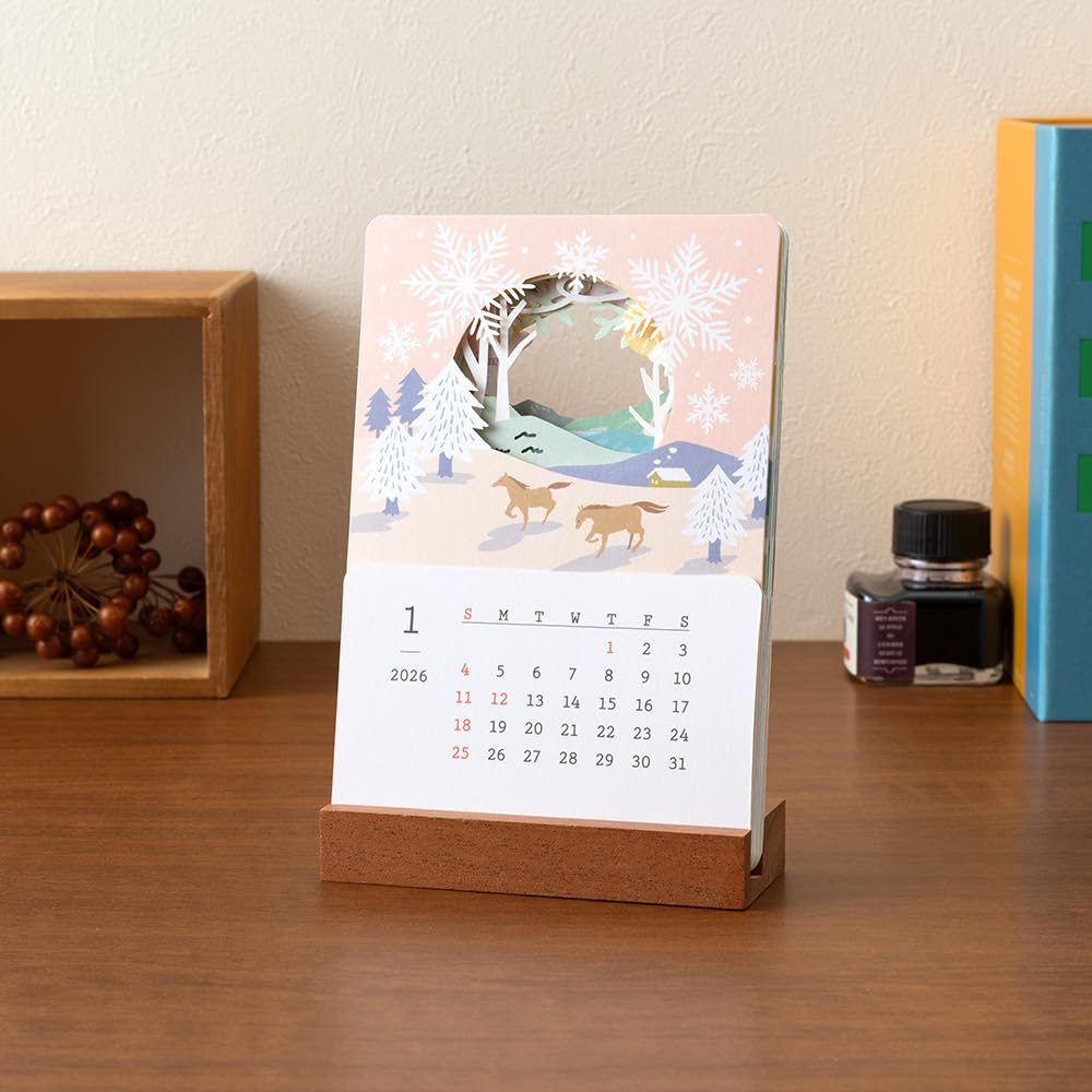 Midori 2026 Calendar, Desktop, Seasonal Calendar, Limited Edition, with Bookmark, Landscape Design, 31369006