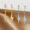 Yuedane Stainless Steel Zircon Lightning Pendant Hoop Earring for Women Simple Fashion Huggies Cartilage Piercing Jewelry Aretes