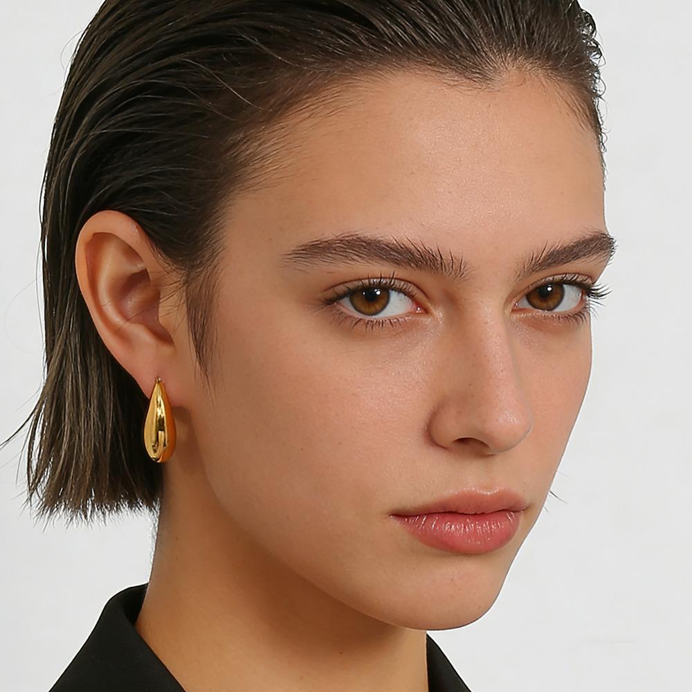 MamacitaSlay 316L Stainless Steel Hollow Stud Earrings 18K Gold Plated Waterproof Jewelry For Women Trendy Minimalist Earrings