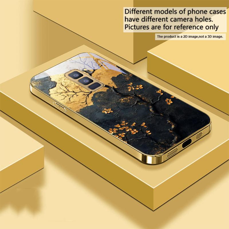 

Golden flower branch For Samsung Galaxy S20 FE S21 S22 S23 Plus S24 Ultra 25Ultra S21+ S9+ S22Plus Golden glass phone case Galaxy S23+