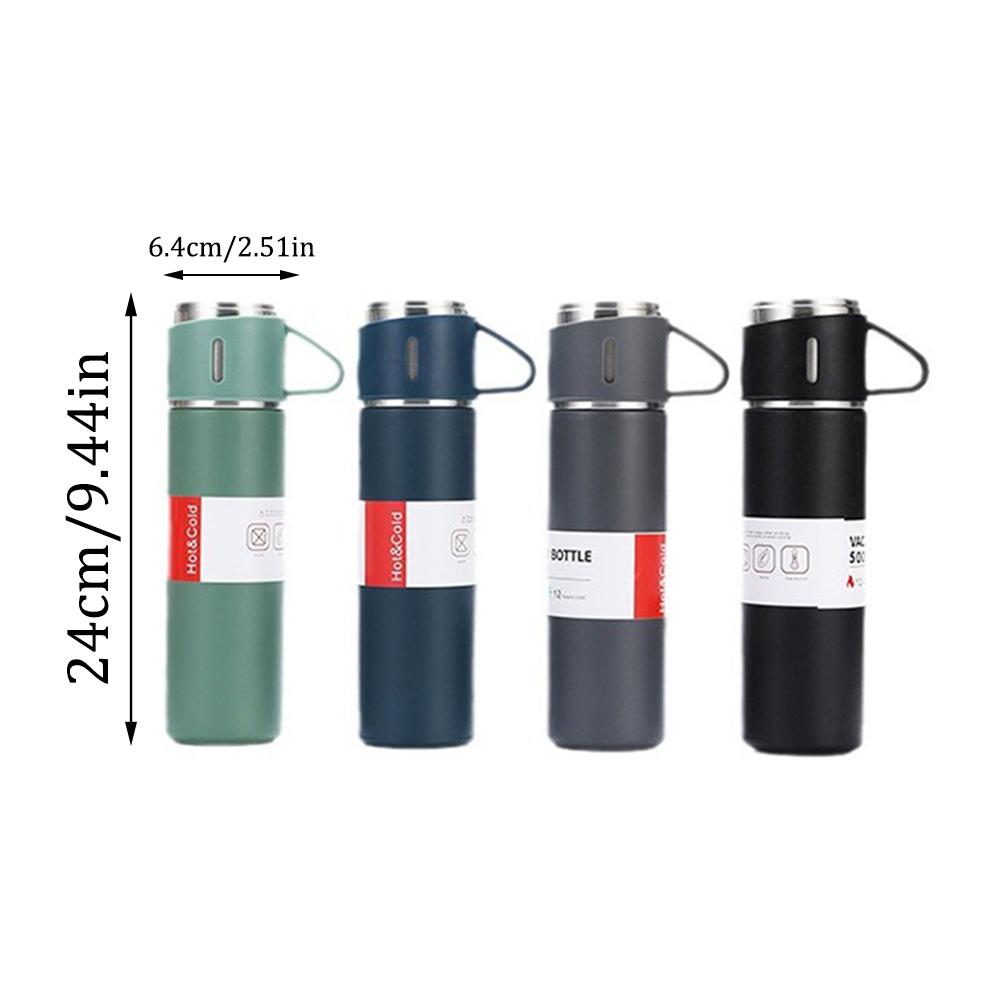 304 Stainless Steel Thermos Gift Set with 3 Interchangeable Lids & Handle,Keeps Hot & Cold,Portable Travel Cup for Men & Women