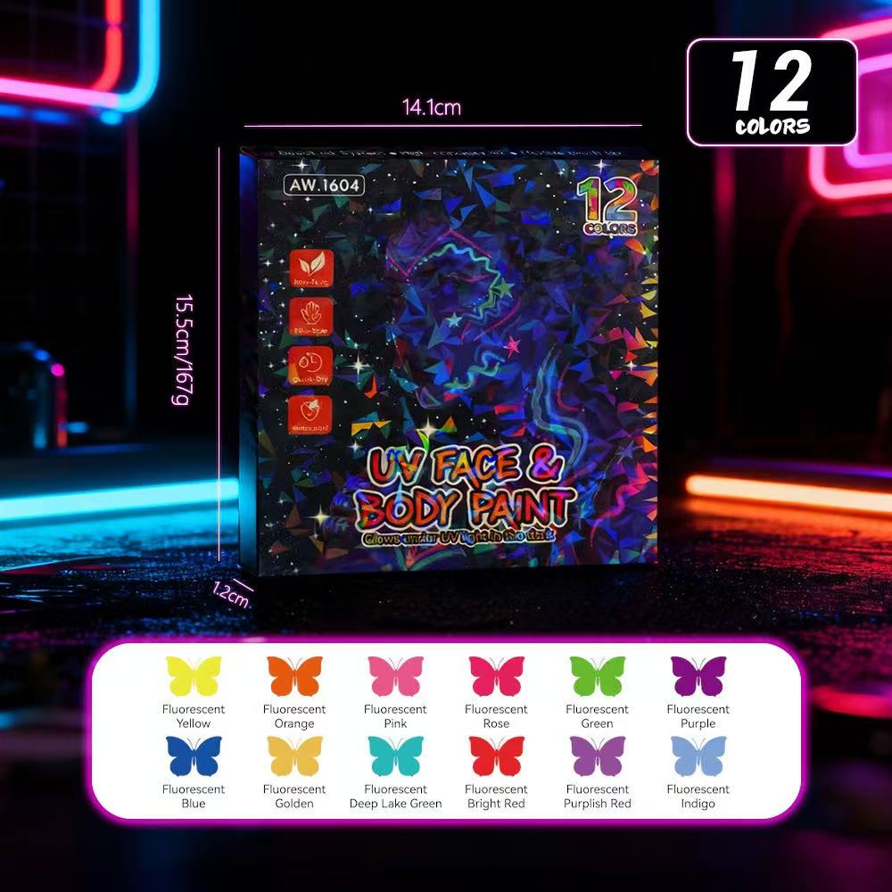 12-18 Colors Colorful Luminous Pen Set Human Face Paint Pen Student Children Painting Fluorescent Marker Glow-in-the-dark Pen