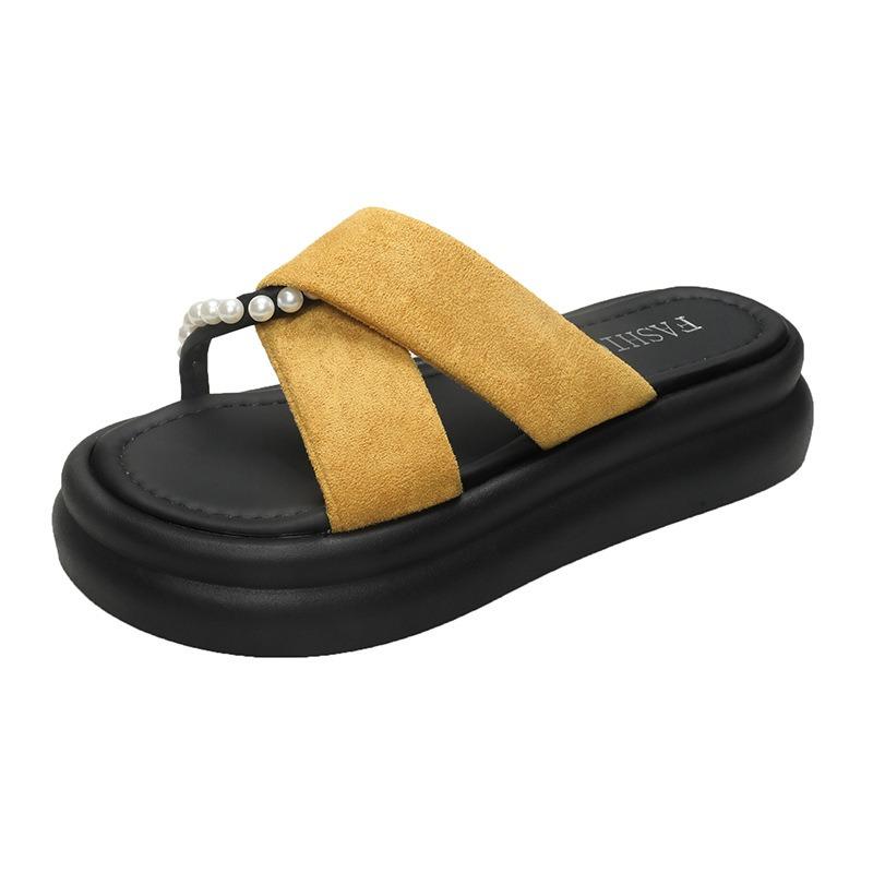 

Cool slippers women s summer outer wear new models with skirts one-word thick-soled casual beach shoes women 40 лимонно-желтый