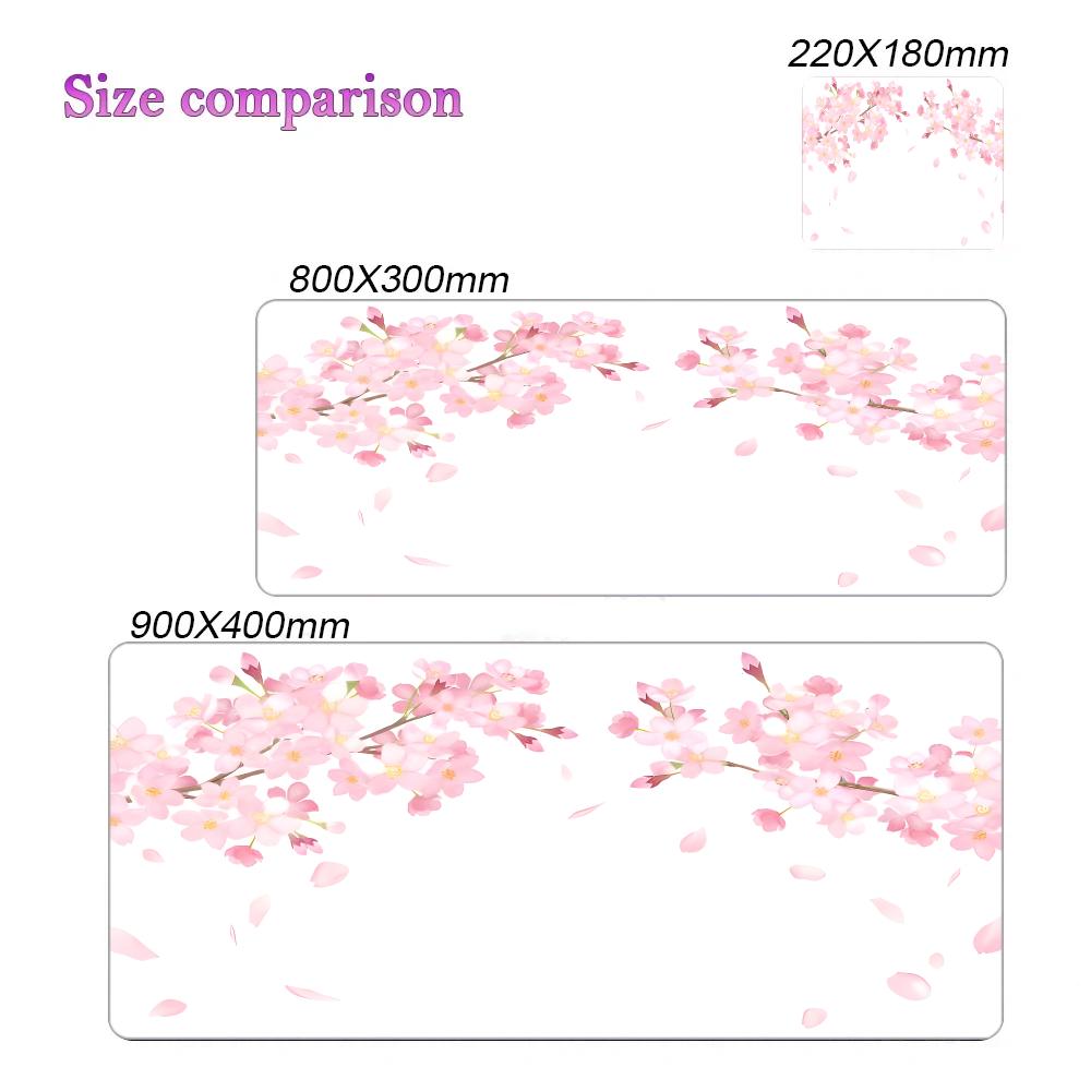 Pink Japanese Cherry Blossom Art Mouse Pad Computer Office Table Mats Rubber Anti-slip Gaming Keyboard Mousepads Long Desk Pads
