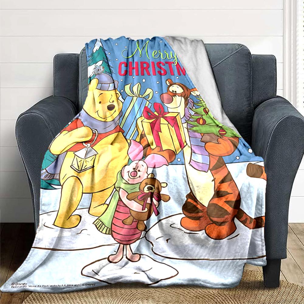 Christmas Winnie Pooh Friends Blanket Soft Throw Blanket For Home Bedroom Bed Sofa Travel Office Solid Christmas Blanket
