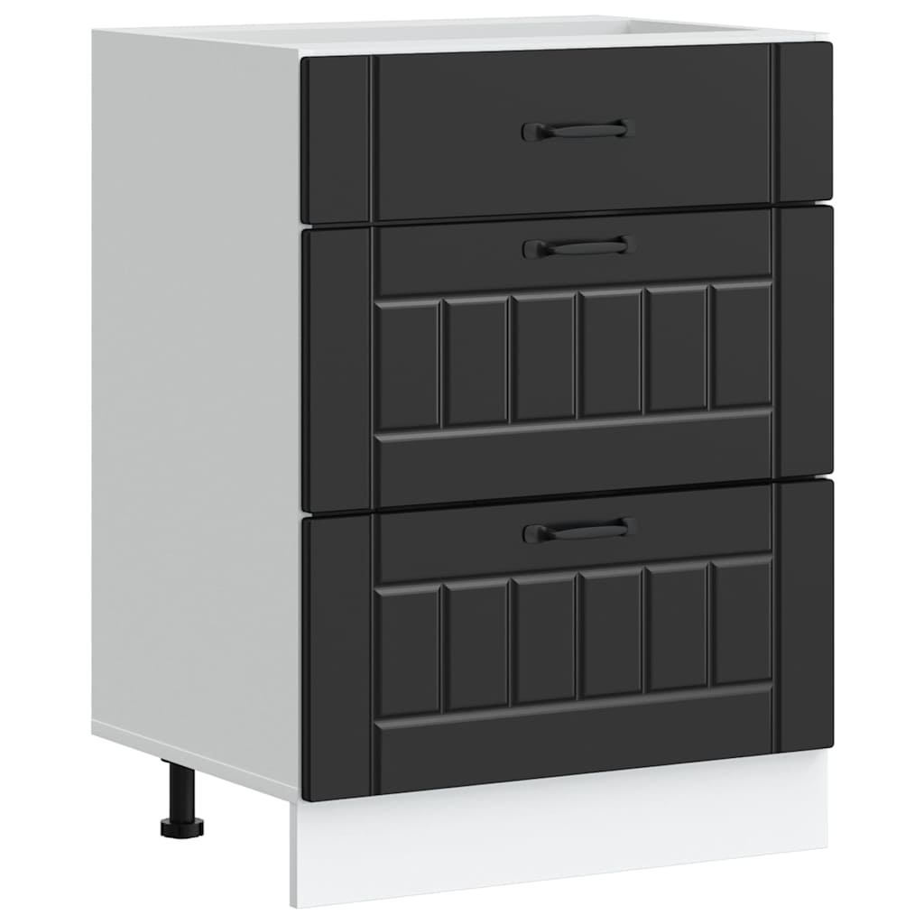 Kitchen Base Cabinet „Lucca” Black Glued Wood