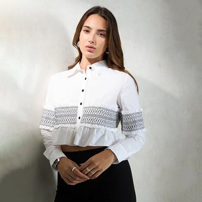 Virgio Women Regular Length Full Semi Fit Fit Collar Neckline Top