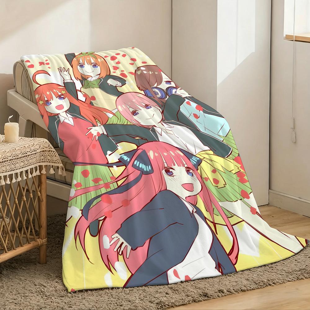 The Q-Quintessential Quintuplets Throw Lightweight 240G Flannel Blanket Soft Skin-Friendly For Summer Cooling