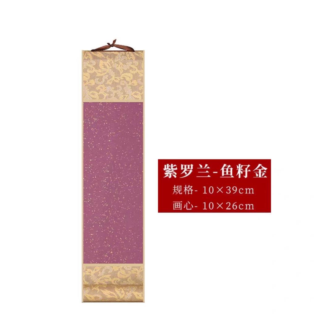 Mini Hanging Scroll Rice Paper Scroll Batik Gilded Blank Mounting Hanging Scroll Brush Calligraphy 10x39cm Decorative Pendants
