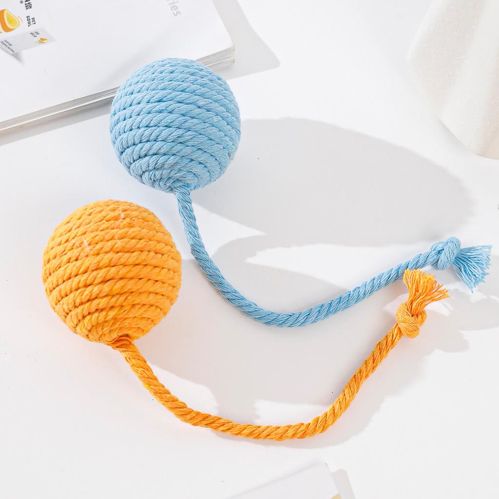 Pet bavlněné lano hračka Caron bavlněné lano ocas míč smíšená barva hračka pro kočky, hračka na obrušování zubů pro kočky