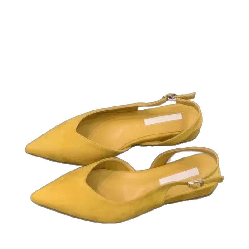 Baotou sandals fairy shoes new spring and summer thin heels empty pointed single shoes French temperament high heels