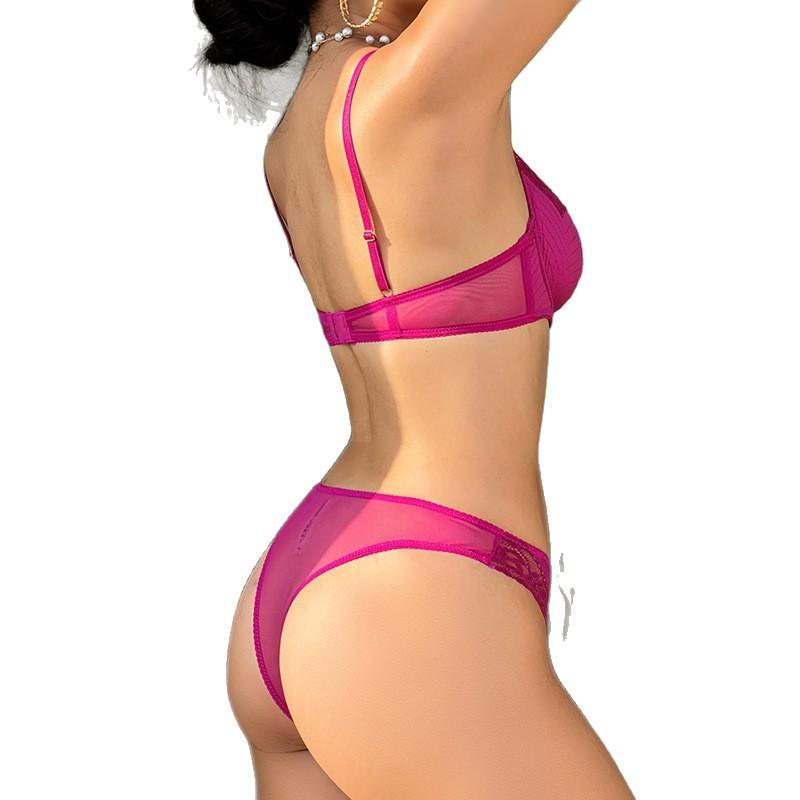 French sexy underwear women's ultra-thin pure lace large size underwear large breasts small anti-sagging bra