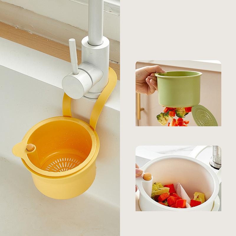 Creative Sink Hanging Plastic Strainer Basket Openable Bottom Cover Detachable Kitchen Garbage Filter Quickly Drain