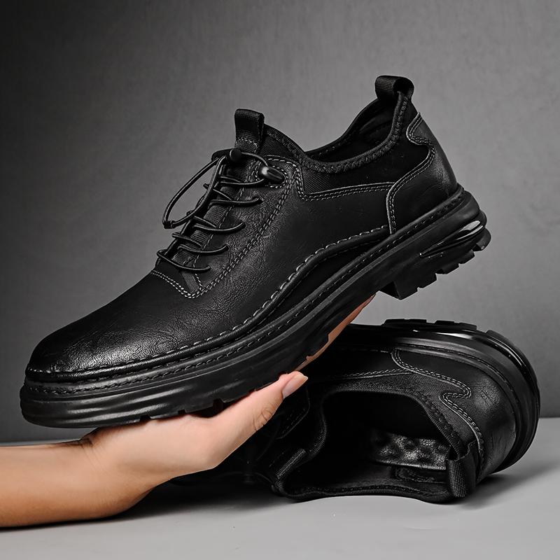 

Модный бренд Мужская обувь для бега Наружная обувь для джоггинга Треккинговые кроссовки Классическая шнуровка Мужские кеды для скейтбординга Кожаная модная повседневная обувь Мужская 46 чёрный