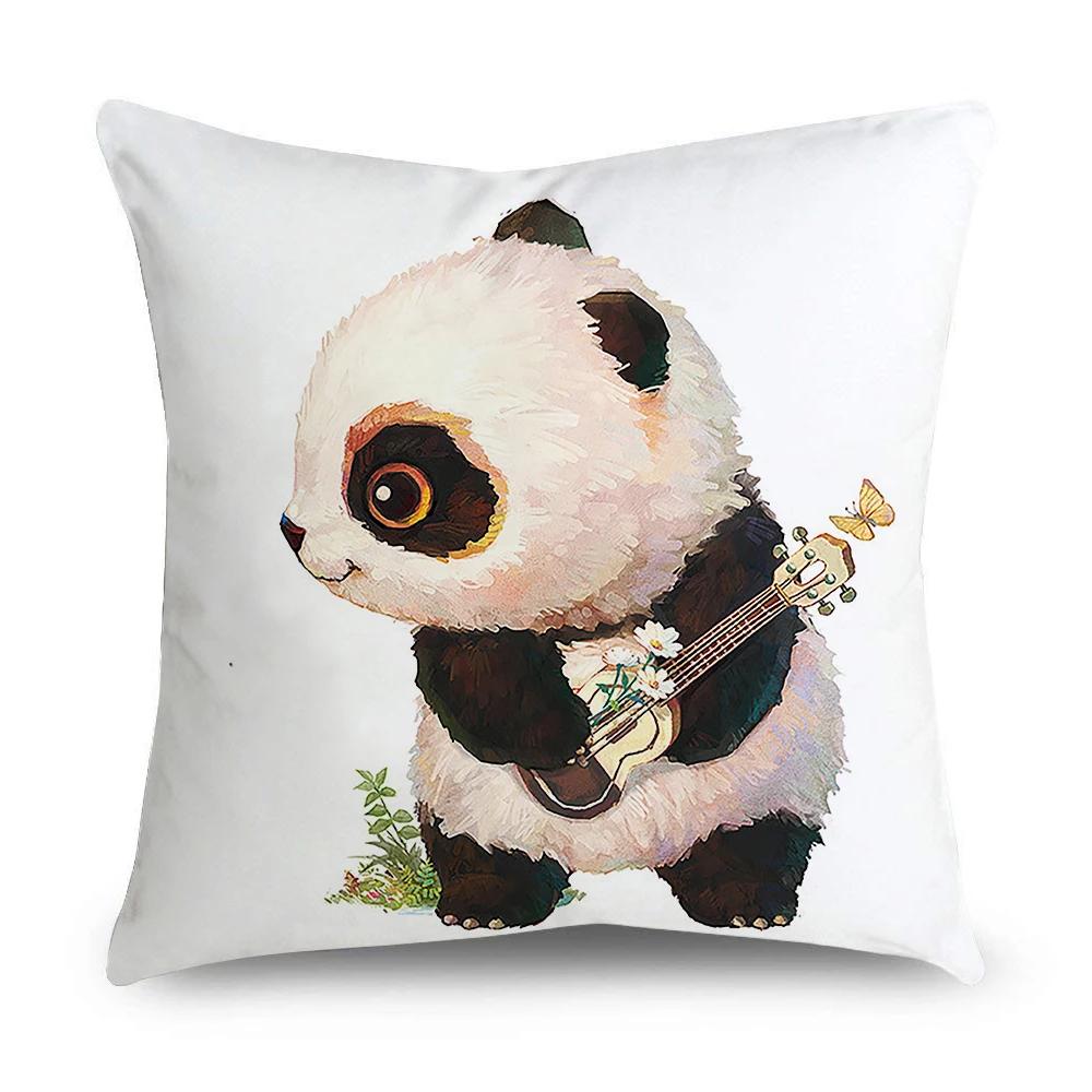Pillowcase Office Decor Cushion Cover Cute Panda Pattern Home Square