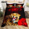 3D Rose Duvet Cover Set Queen Microfiber Red and White Floral Bedding Set Romantic Flowers Comforter Cover Valentine's Day Gift