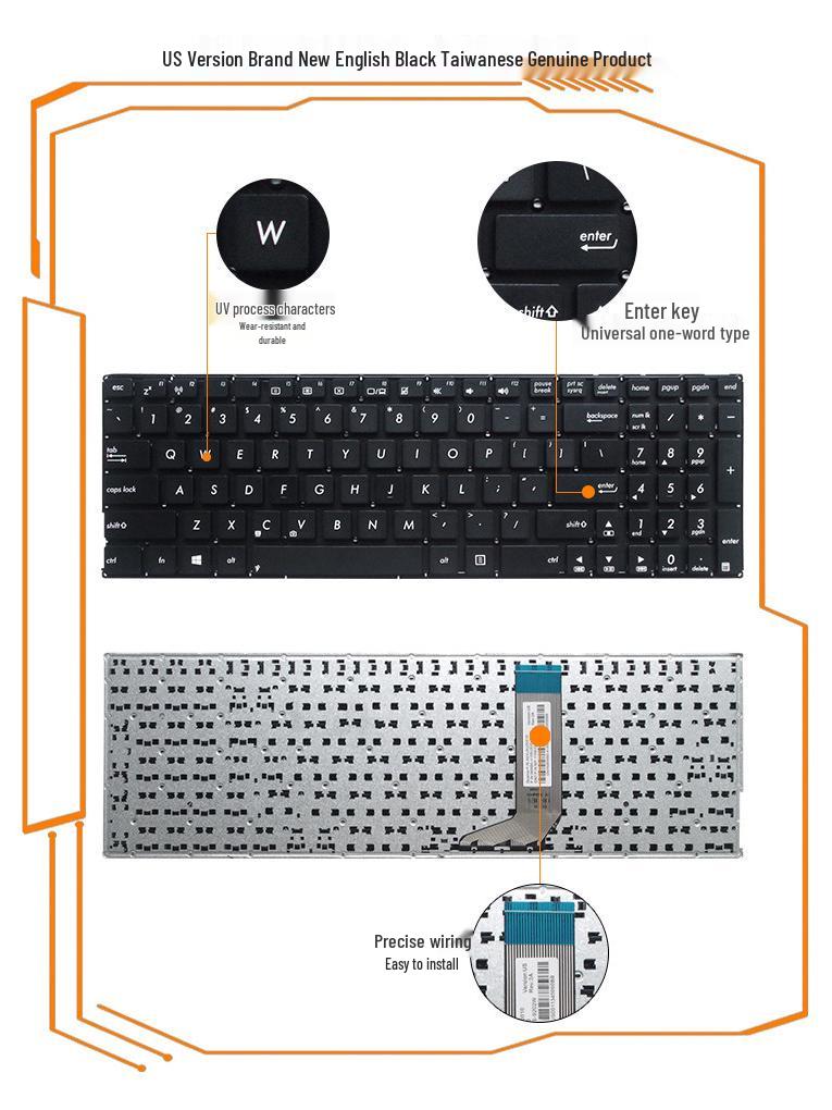 ASUS Keyboard for X756U, X755U, A556UV, V556, X556U/UF/UJ/UQ/UR/UA Models