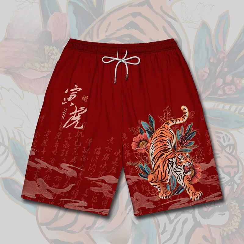 Tiger Muay Thai Boxing Kickboxing Training Shorts Print Quick Dry Martial Art Boxer Unisex Men Women Kid Fighting Fitness Sport Gym Workout