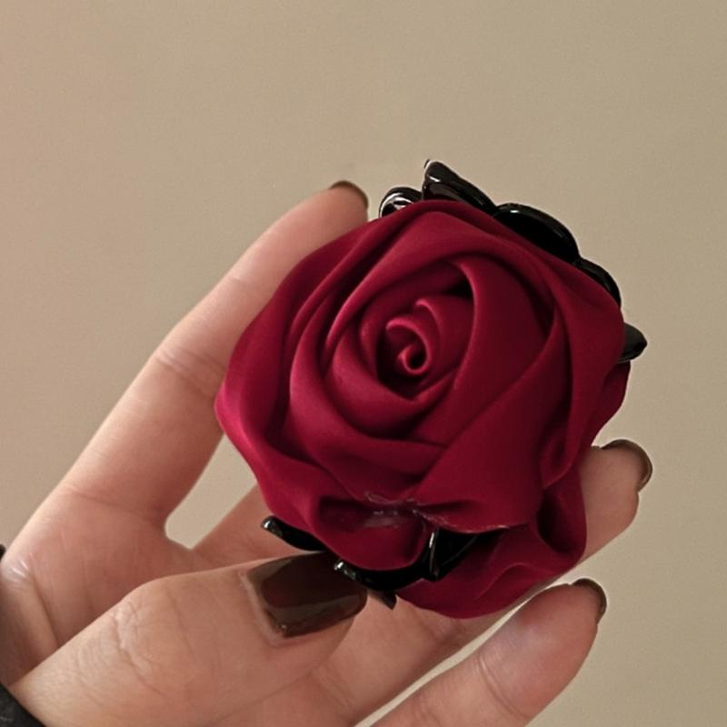 Non-Slip Satin Hair Claw Cute Ponytail Catch Strong Hold Princess Hairpin