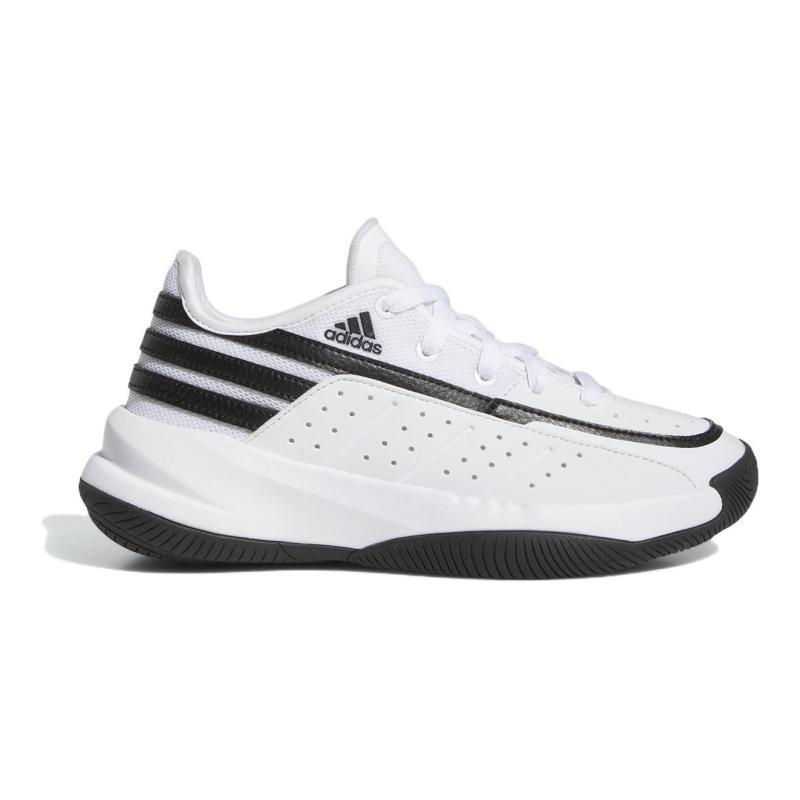 Adidas Front Court Anti Slip Wear Resistant Low Top Children's Basketball Shoes White Black Sneakers ID8597