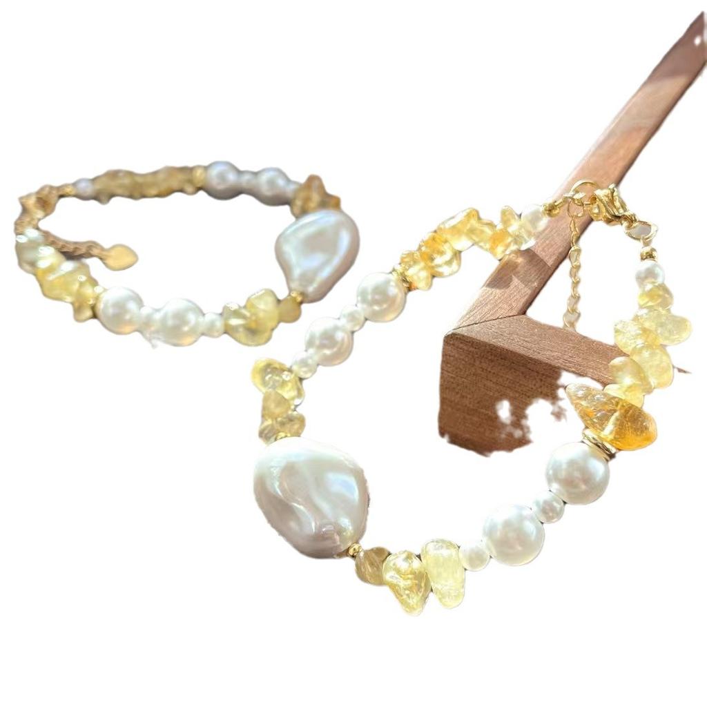 10Mm Retro Natural Citrine High Quality Artificial Crystal Pearl Gradual Change Color Bracelet Bracelet