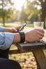 Black Leather Bracelet with Steel Accents 21cm