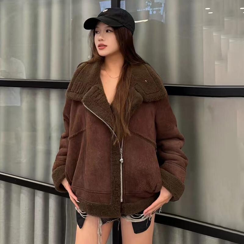 Kaiser Women's Eco-friendly Sheepskin Fur Biker Jacket