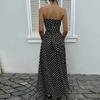 Rochie elegantă de seară pentru femei, cu buline, cu umerii goi, linie A, subțiază talia