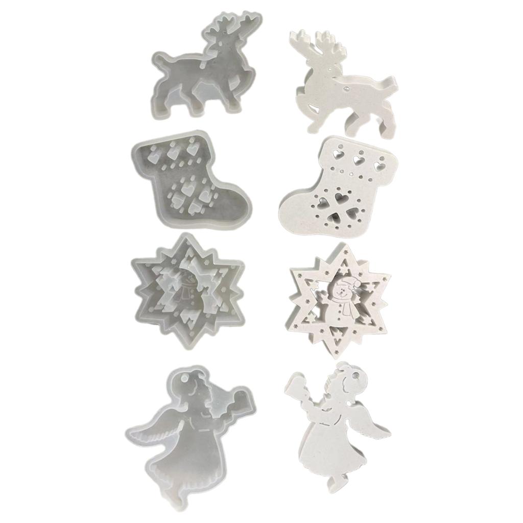 Silicone Christmas Decorations Mold Set Handmade Christmas Decoration Silicone Molds for Crafting Hanging Ornament Charm