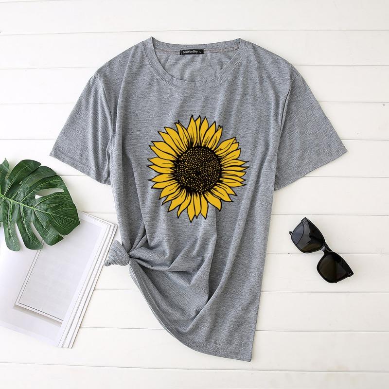 Sunflower Women's 3D Digital Printed Short Sleeved Pure Cotton T-shirt